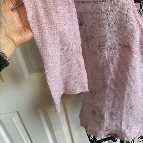 Arden B Light Pink/lav. Sheer Knit V-Neck Sweater.
L - Picture 3 of 7